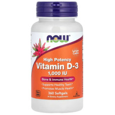 Вітамін D-3 25 мкг, NOW Foods Vitamin D-3, високоефективний, 360 гелевих капсул