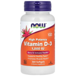 Вітамін D-3 25 мкг, NOW Foods Vitamin D-3, високоефективний, 360 гелевих капсул
