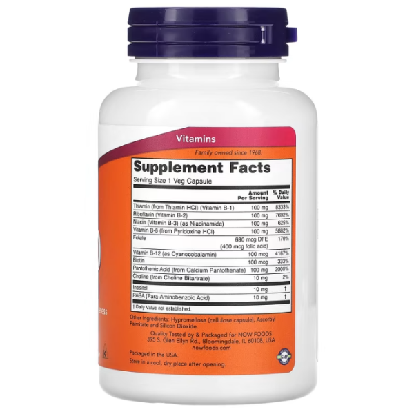 Комплекс В-100 для нервової системи, B-100, NOW Foods, 100 вегетаріанських капсул