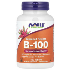 В-100, NOW Foods Sustained Release B-100, уповільнене вивільнення, 100 таблеток