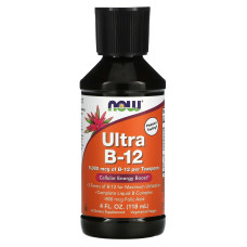 Витамин B-12, Now Foods Ultra B-12, 5000 мкг, В-комплекс, 118 мл.