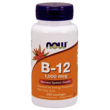 Вітамін B12 1000 мкг та фолієва кислота, Now Foods Vitamin B-12 Folic Acid, 250 пастилок