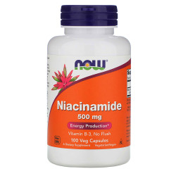Ниацинамид 500 мг, NOW Foods Niacinamide, 100 вегетарианских капсул