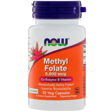 Метилфолат 5000 мкг, NOW Foods Methyl Folate, 50 капсул
