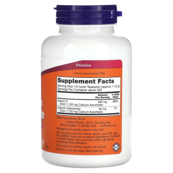 Вітамін С аскорбат кальцію, Calcium Ascorbate, Now Foods, буферизований порошок, 227 г.