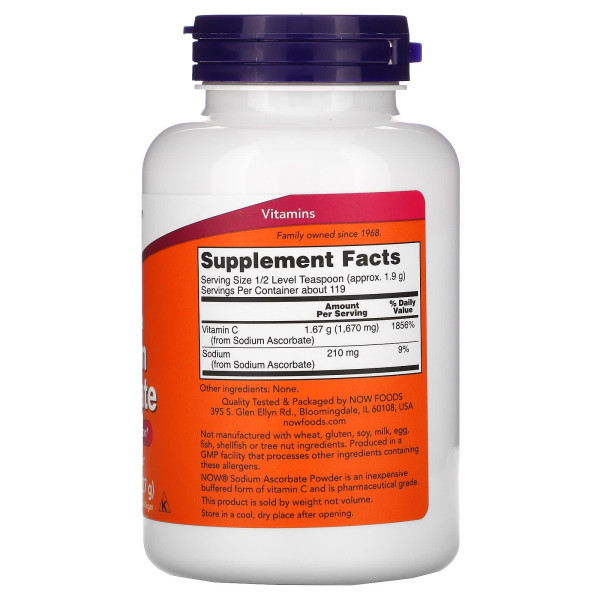 Аскорбат натрію, Sodium Ascorbate, NOW Foods, буферизований порошок, 227 г