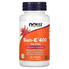 Вітамін E 400 МО (268 мг), Now Foods Sun-E 400, з соняшнику, 60 гелевих капсул