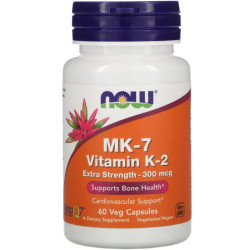 Вітамін K2 MK-7 300 мкг, Now Foods MK-7 Vitamin K-2, 60 рослинних капсул