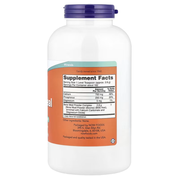 Здоров'я кісток, Bone Meal, Now Foods, з кальцієм, фосфором та магнієм, порошок, 454 г