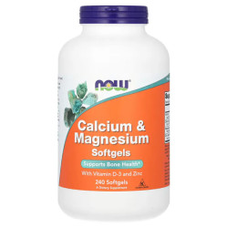 Кальций и магний, NOW Foods Calcium & Magnesium, с витамином D-3 и цинком, 240 гелевых капсул