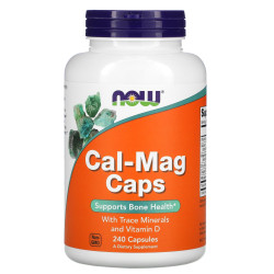 Кальций и магний, Now Foods Cal-Mag Caps, с микроэлементами и витамином D, 240 капсул