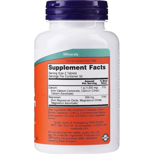 Кальцій та магній, Calcium & Magnesium, Now Foods, 100 таблеток