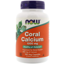 Кораловий кальцій 1000 мг, Now Foods Coral Calcium, 100 вегетаріанських капсул