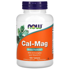 Кальций и магний, Now Foods Cal-Mag, стресс формула, 100 таблеток
