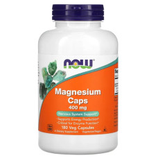 Магний 400 мг, Now Foods Magnesium Caps, 180 вегетарианских капсул