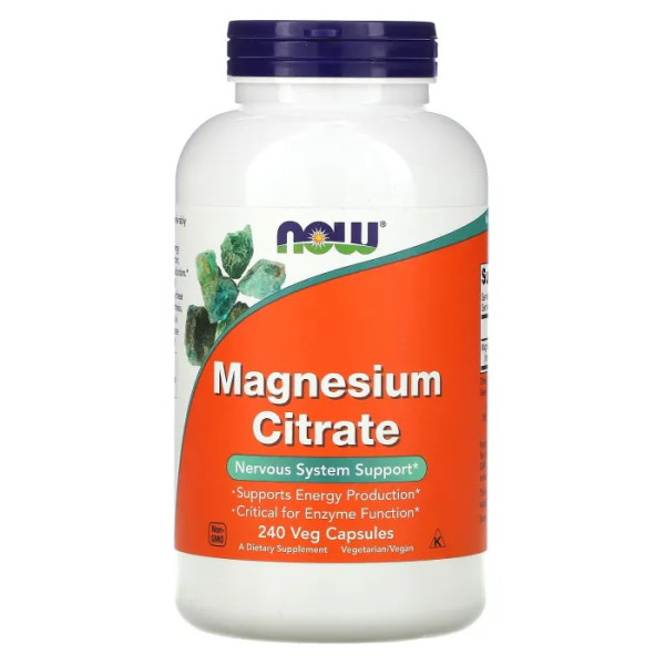 Магний цитрат, Magnesium Citrate, NOW Foods, Magnesium Citrate, 400 мг, 240 растительных капсул (133 мг на капсулу)