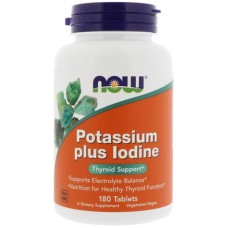 Йодид калия 180 таблеток, Now Foods Potassium Plus Iodine