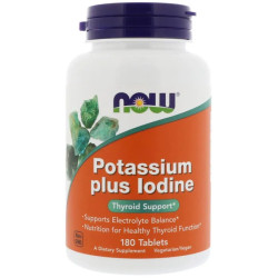 Йодид калия 180 таблеток, Now Foods Potassium Plus Iodine
