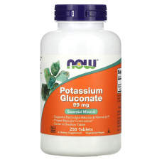 Глюконат калію, Now Foods Potassium Gluconate, 99 мг, 250 таблеток