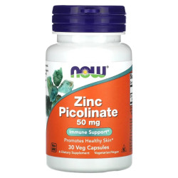 Цинк піколінат 50 мг, NOW Foods Zinc Picolinate, 30 вегетаріанських капсул