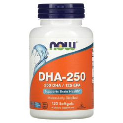 DHA 250, NOW Foods DHA-250, 120 гелевых капсул