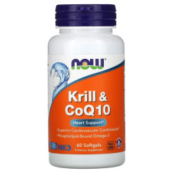 Олія криля з коензимом Q10, Krill & CoQ10 Now Foods, 60 гелевих капсул