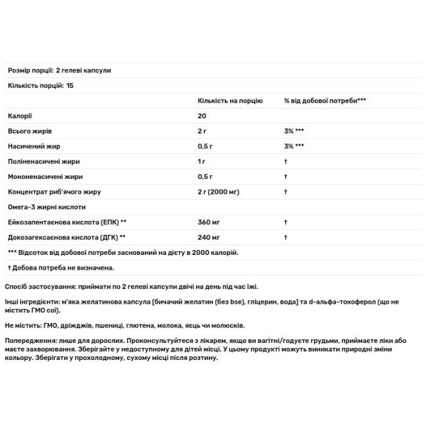 Омега-3 риб'ячий жир, Omega-3 риб'ячий жир, Now Foods, 1000 мг, 30 м'яких капсул (1000 мг в одній м'якій капсулі)