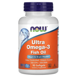 Омега-3 500 EPA 250 DHA, Now Foods Ultra Omega-3, кишечнорастворимая оболочка, 90 капсул