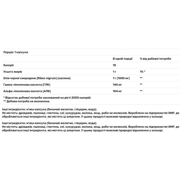 Масло чорної смородини, Black Currant Oil, Now Foods, 1000 мг, 100 гелевих капсул