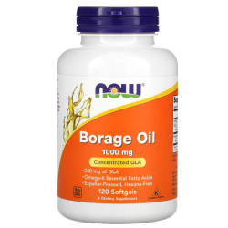 Масло огуречника 1000 мг, Now Foods Borage Oil, 120 гелевых капсул
