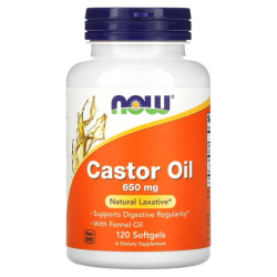Касторовое масло 650 мг, NOW Foods Castor Oil, 120 гелевых капсул