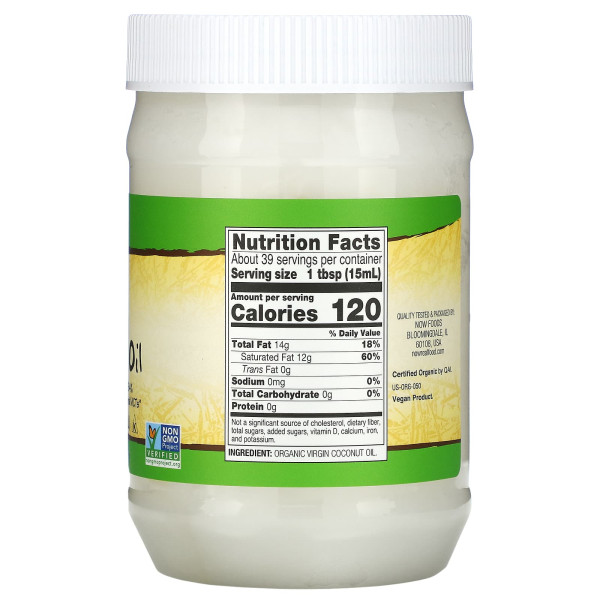 Кокосова олія, Coconut Oil, Now Foods, Real Food, першого віджиму, органічна, 591 мл