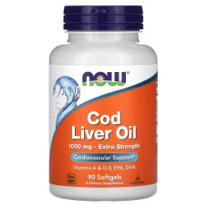 Рыбий жир из печени трески, Now Foods Cod Liver Oil, 1000 мг, 90 гелевых капсул