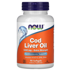 Рыбий жир из печени трески, Now Foods Cod Liver Oil, 1000 мг, 90 гелевых капсул