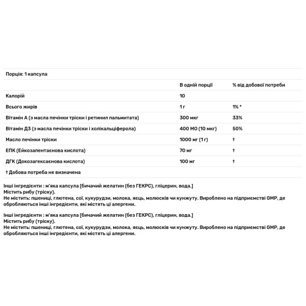 Риб'ячий жир з печінки тріски, Cod Liver Oil, Now Foods, 1000 мг, 90 гелевих капсул