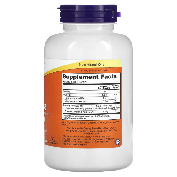 Олія вечірньої примули, Evening Primrose Oil, Now Foods, супер, 1300 мг, 120 гелевих капсул