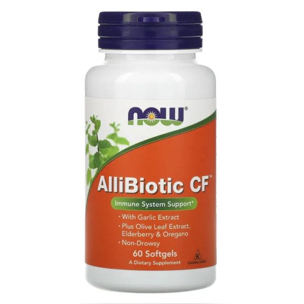 Поддержка иммунной системы, AlliBiotic CF, Now Foods, 60 гелевых капсул