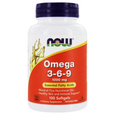Омега 3 6 9 1000 мг, Now Foods Omega 3-6-9, 100 мягких капсул
