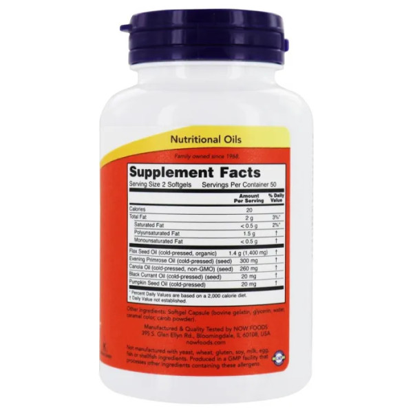 Омега 3 6 9, Omega 3-6-9, Now Foods, 1000 мг, 100 гелевих капсул