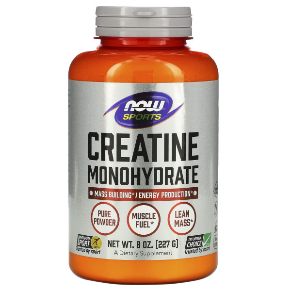 Креатин моногідрат, Creatine Monohydrate, Now Foods, Sports, чистий порошок, 227 г