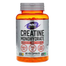 Креатин моногидрат 750 мг, Now Foods Creatine Monohydrate Sports, 120 вегетарианских капсул
