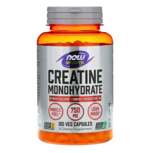 Креатин моногідрат, Creatine Monohydrate, Now Foods, Sports, 750 мг, 120 вегетаріанських капсул