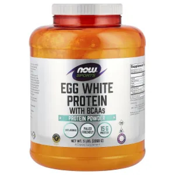 Яєчний протеїн із BCAA, Egg White Protein Powder With BCAA, NOW Foods, Sports, порошок без ароматизаторів, 2268 г