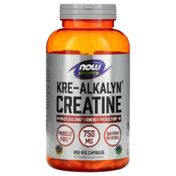 Креатин 750 мг, Now Foods Kre-Alkalyn Creatine, 240 вегетарианских капсул