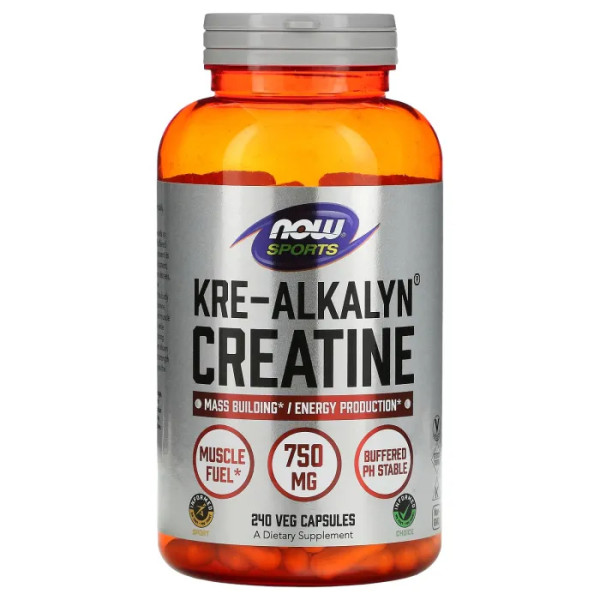 Креатин, Kre-Alkalyn Creatine, Now Foods, Sports, 750 мг, 240 вегетарианских капсул