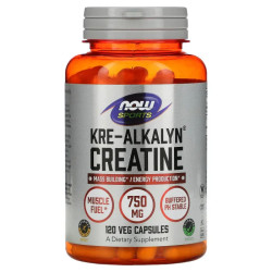 Креатин, NOW Foods Sports Kre Alkalyn Creatine, 750 мг, 120 вегетарианских капсул