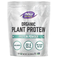 Рослинний протеїн органічний, NOW Foods Sports Organic Plant Protein Powder, без смаку 454 г