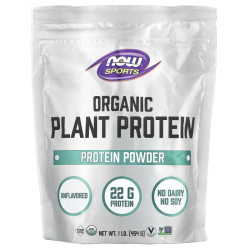 Рослинний протеїн органічний, NOW Foods Sports Organic Plant Protein Powder, без смаку 454 г