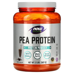 Гороховый протеин, Now Foods Pea Protein, порошок, вершковый шоколад, 907 г.