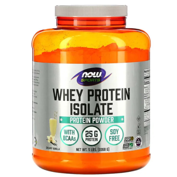 Ізолят сироваткового протеїну, Whey Protein Isolate, Now Foods, Sports, вершково-ванільний, 2268 г